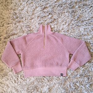 Victoria's Secret PINK Mauve Sherpa Cropped Quarter Zip Sweatshirt Size XS